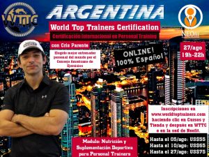 Argentina (online) – Modulo de Nutrición y Suplementación Deportiva – Certificación Mundial en Personal Training – WTTC