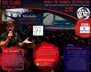Rio Claro - Brasil - 04/abril/2020 - Técnicas Modernas de Treinamento - Certificação Internacional em Personal Training